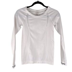 SDX WFA White Long Sleeve Vented Athletic Activewear Workout Top Size Small